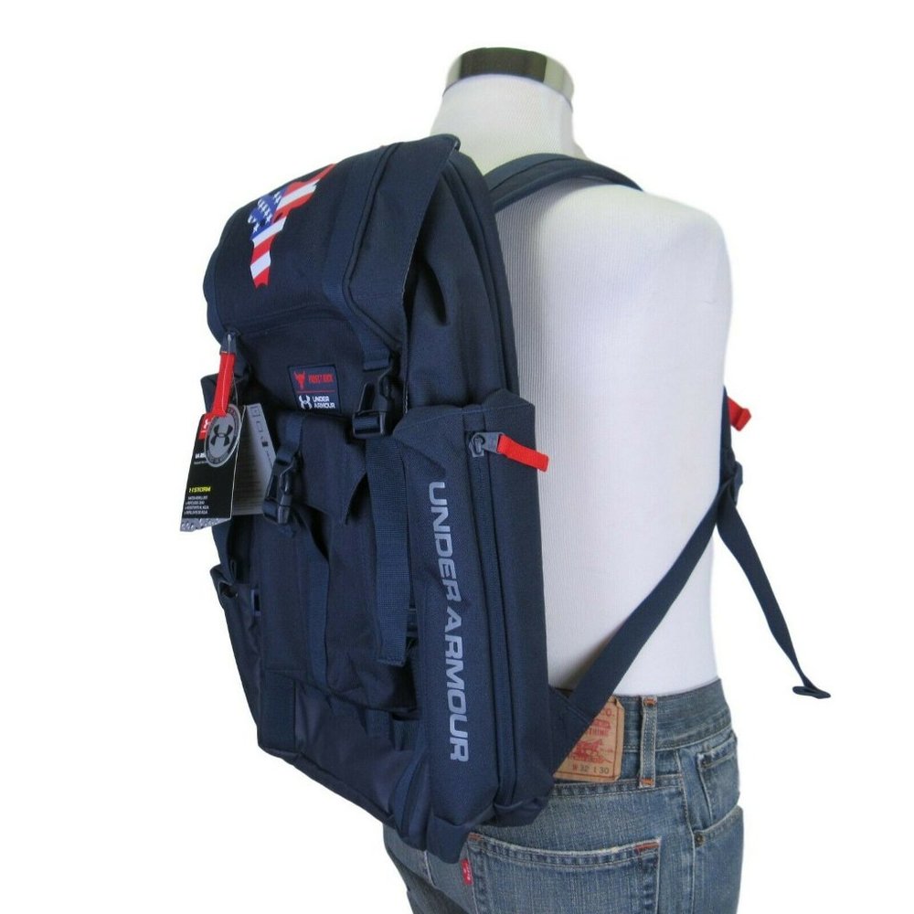 Under Armour Project Rock Navy Regiment Backpack - Picture 3 of 12